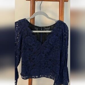 Club Monaco Navy Lace Blouse (XS)